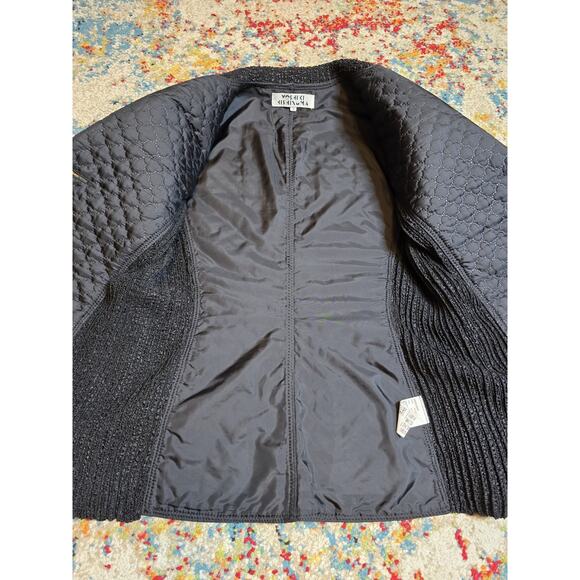 Vintage 90's Yoshiki Hishinuma Black Quilted Crinkle Peplum Jacket Size 2 - Picture 4 of 10